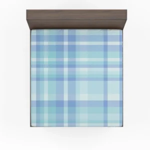 Light Blue Plaid Tartan Pattern Fitted Sheet