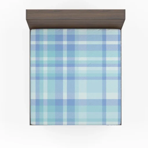 Light Blue Plaid Tartan Pattern Fitted Sheet