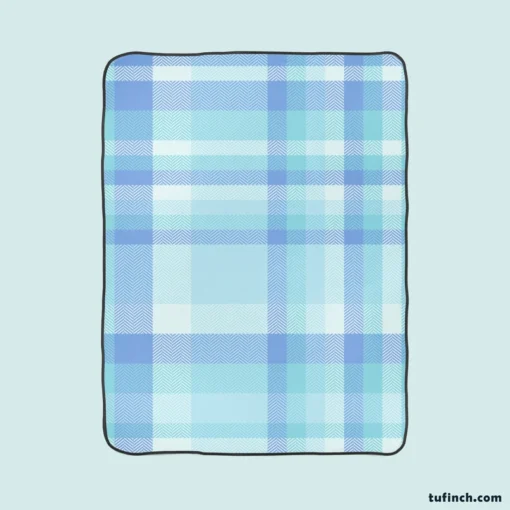 Light Blue Plaid Tartan Pattern Fleece Blanket 1