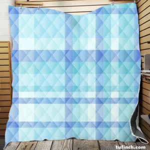 Light Blue Plaid Tartan Pattern Quilt Blanket