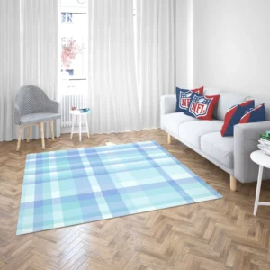 Light Blue Plaid Tartan Pattern Rug 2