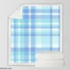 Light Blue Plaid Tartan Pattern Sherpa Fleece Blanket