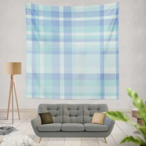 Light Blue Plaid Tartan Pattern Wall Tapestry