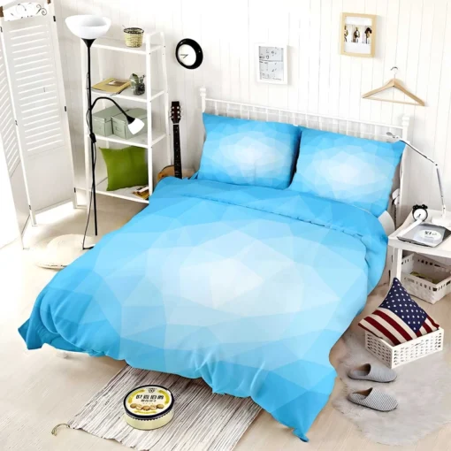 Light Blue Polygon Triangle Bedding Set