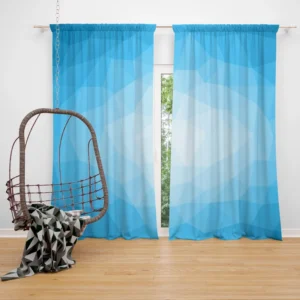 Light Blue Polygon Triangle Curtain