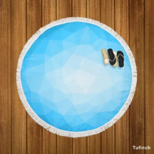 Light Blue Polygon Triangle Round Beach Towel