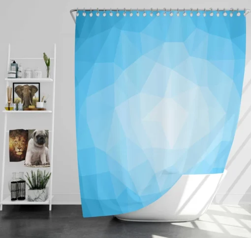 Light Blue Polygon Triangle Shower Curtain