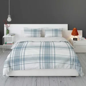 Light Blue Scottish Tartan Plaid Bedding Set 1