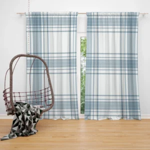 Light Blue Scottish Tartan Plaid Curtain