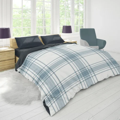 Light Blue Scottish Tartan Plaid Duvet Cover 1