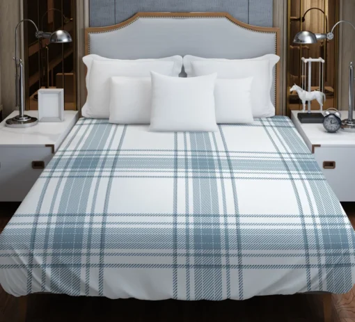 Light Blue Scottish Tartan Plaid Duvet Cover