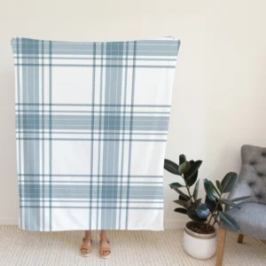 Light Blue Scottish Tartan Plaid Fleece Blanket