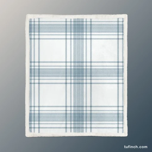 Light Blue Scottish Tartan Plaid Sherpa Fleece Blanket 1