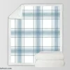 Light Blue Scottish Tartan Plaid Sherpa Fleece Blanket