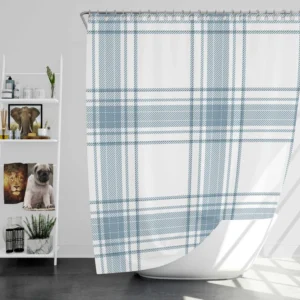 Light Blue Scottish Tartan Plaid Shower Curtain