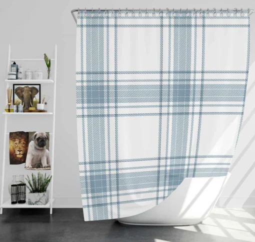 Light Blue Scottish Tartan Plaid Shower Curtain