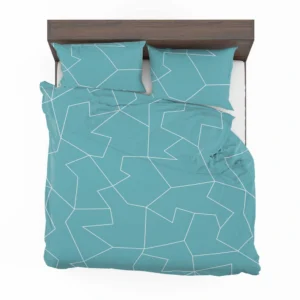 Light Cornflower Blue Polygonal Minimalist Bedding Set 2