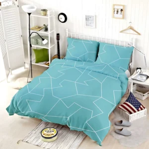 Light Cornflower Blue Polygonal Minimalist Bedding Set