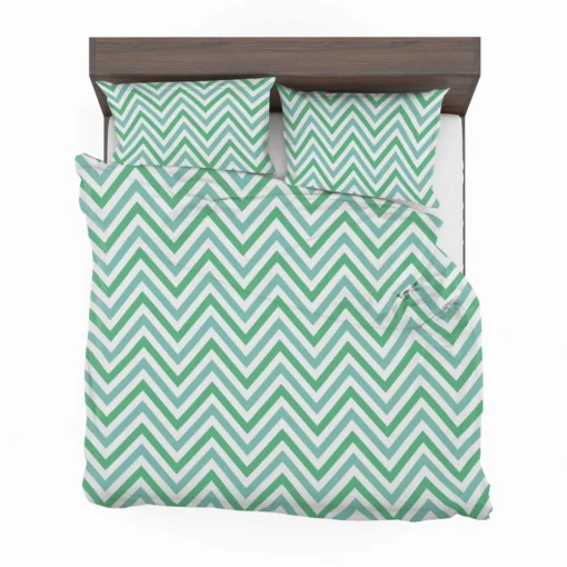 Light Green Blue Chevron Pattern Bedding Set 2