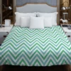 Light Green Blue Chevron Pattern Duvet Cover