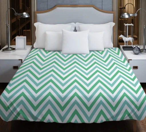 Light Green Blue Chevron Pattern Duvet Cover