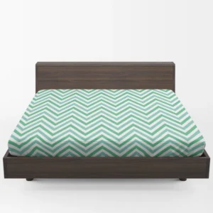 Light Green Blue Chevron Pattern Fitted Sheet 1