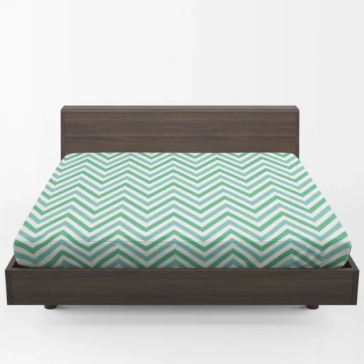 Light Green Blue Chevron Pattern Fitted Sheet 1