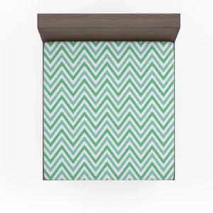 Light Green Blue Chevron Pattern Fitted Sheet