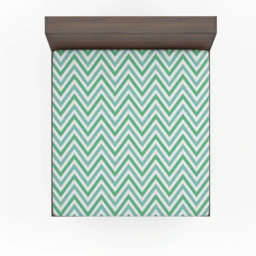 Light Green Blue Chevron Pattern Fitted Sheet