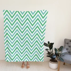 Light Green Blue Chevron Pattern Fleece Blanket