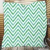 Light Green Blue Chevron Pattern Quilt Blanket