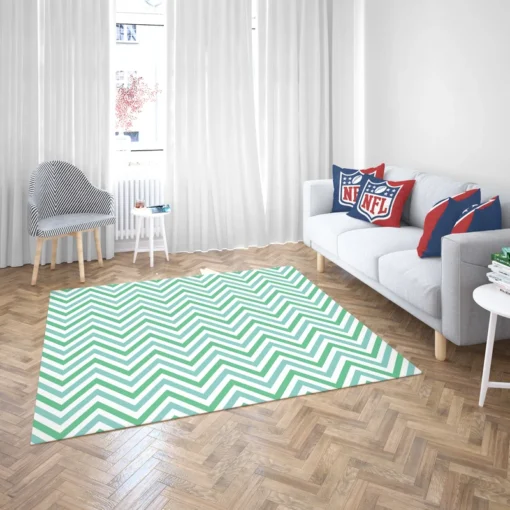 Light Green Blue Chevron Pattern Rug 2