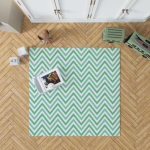 Light Green Blue Chevron Pattern Rug