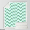 Light Green Blue Chevron Pattern Sherpa Fleece Blanket