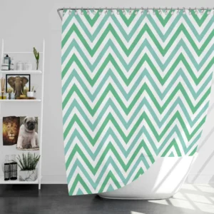 Light Green Blue Chevron Pattern Shower Curtain