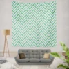 Light Green Blue Chevron Pattern Wall Tapestry