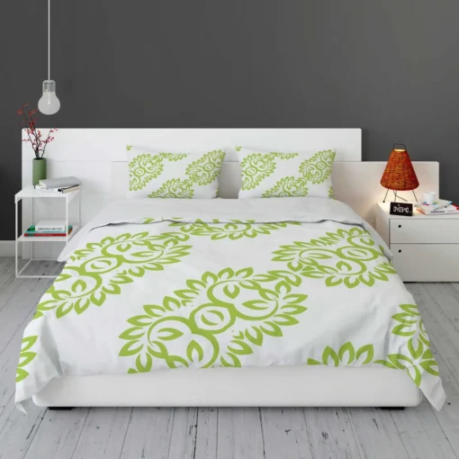 Light Green Floral Design Bedding Set 1