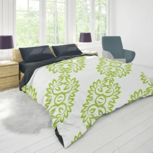 Light Green Floral Design Duvet Cover 1