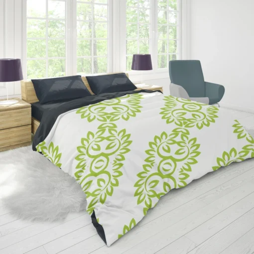 Light Green Floral Design Duvet Cover 1