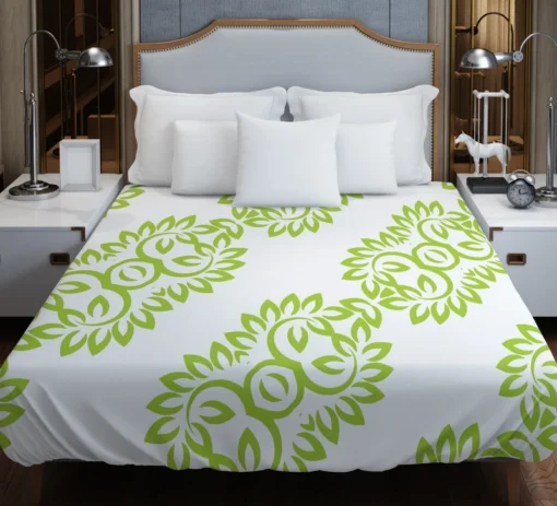 Light Green Floral Design Duvet Cover