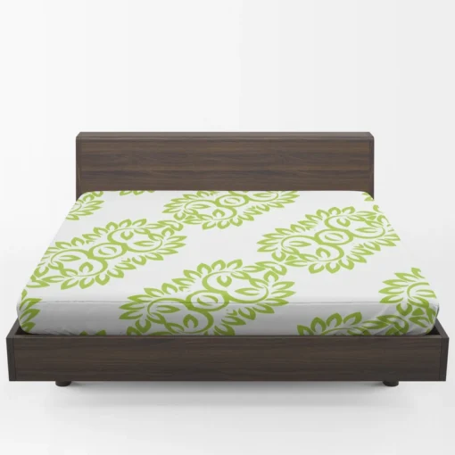 Light Green Floral Design Fitted Sheet 1