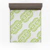 Light Green Floral Design Fitted Sheet