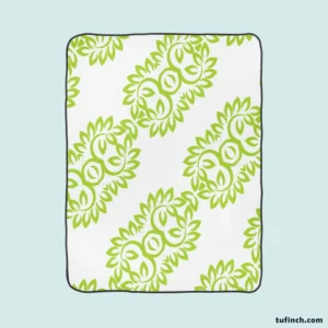 Light Green Floral Design Fleece Blanket 1