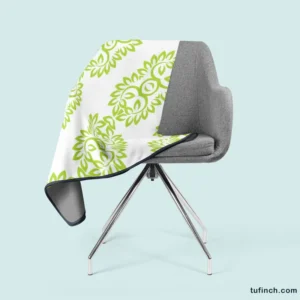 Light Green Floral Design Fleece Blanket 2