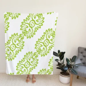 Light Green Floral Design Fleece Blanket