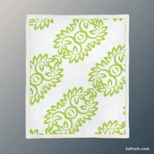 Light Green Floral Design Sherpa Fleece Blanket 1