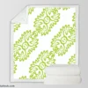 Light Green Floral Design Sherpa Fleece Blanket