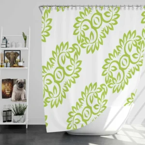 Light Green Floral Design Shower Curtain