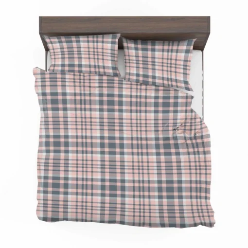 Light Pink Grey Checkered Pattern Bedding Set 2