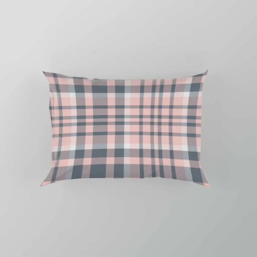 Light Pink Grey Checkered Pattern Pillow Case